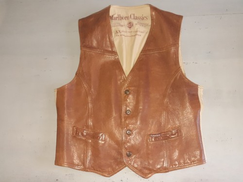 Gilet cuir vintage marlboro - gilet,