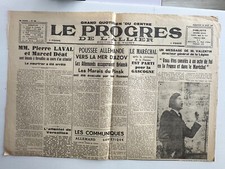 JOURNAL LE PROGRES DE L'ALLIER VICHY 29 AOUT 1941  "  ATTENTAT LAVAL ET DEAT  "