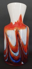 Vase moderniste opaline Murano Carlo Moretti années 60-70 orane bleu blanc