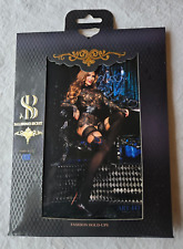 Bas hold-up noir, peau et bleu