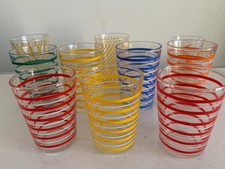 LOT 10 VERRES - POP ART - VINTAGE ORANGE - HUILE CROIX VERTE - BISCUITS GONDOLO