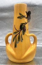 VASE FAIENCE ST JEAN DU DESERT BERTY DECOR OLIVES & CIGALE FORME ART NOUVEAU H22