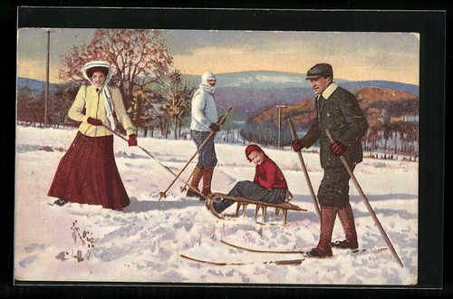 Carte postale artiste mère - carte,