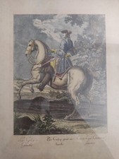 Ancienne Gravure Ridinger Cavalcade À Gauche