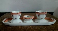 SERVICE A OEUFS ANCIEN SERVITEUR ET SALERON EN PORCELAINE DE LIMOGES TBE