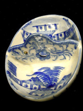 SALIERE SALERON ANCIENNE PORCELAINE ASIATIQUE BLANC BLEU DE HUE VIETNAM CHINE