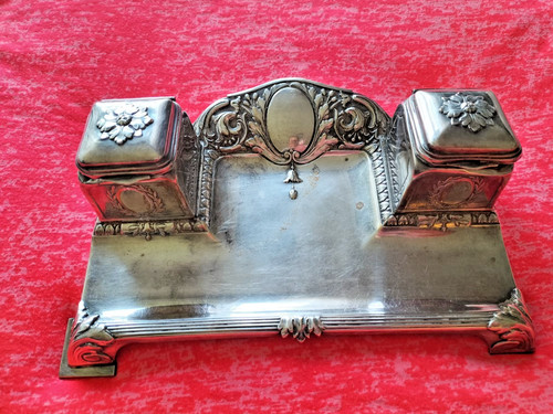 Encrier double bureau métal
