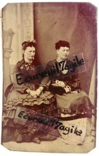 FERROTYPE photo 1/6 2 jeunes femmes grandes robes H851