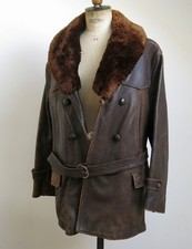 CANADIENNE en CUIR, ancienne & belle canadienne en cuir, motard, WW2