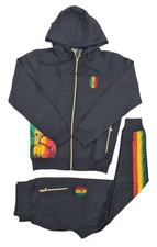 Time Is Money Homme Slim Fit Rasta Lion Survêtement Noir – Jamaïque Reggae Style