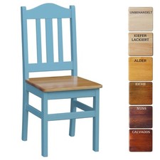 LOT chaise bleue BOIS DE PIN MASSIF - NEUF miel style campagnard BOIS...