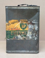 Ancien bidon d'huile BP THERMIXINE FER BLANC pub déco garage atelier loft