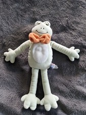 Doudou peluche Grenouille vert Nœud Orange SUCRE D'ORGE 28 Cm