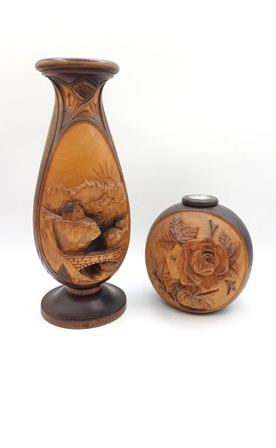 Bougeoir bois sculpté - 2,