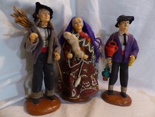 3 santons anciens en terre