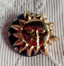 BROCHE VINTAGE FORME SOLEIL   STRASS  EMAIL DN3646