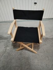 2 FAUTEUILS METTEUR SCÈNE BOIS TEINTÉ NATUREL ET TISSUS NOIR BELLE QUALITÉ