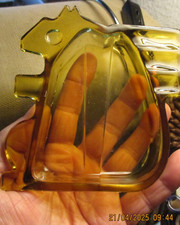 Ancien Cendrier en Verre Opalex jaune à l'Ecureuil de ma Caisse d'épargne