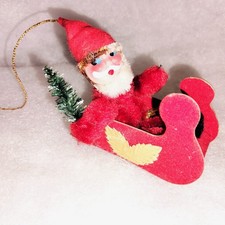 ancien sujet de Noël traîneau père Noël pour le sapin vintage made in japan