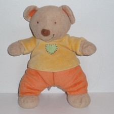 Doudou Ours Pommette -  Orange Coeur