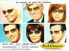 PUBLICITE ADVERTISING 026  1964  SOL-AMOR  lunettes soleil  I. AUBRET  J. GRECO