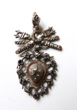 Pendentif argent + or + diamants bijou normand  18e siècle gold diamond