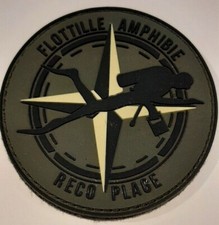 Insigne Patch PVC MARINE RECO PLAGE FLOTTILLE AMPHIBIE Plongeur Commando Nageur