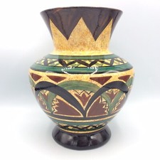 Grand vase en céramique émaillé à décor géométrique signé Saint Jean de Bretagne