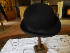 Ancien chapeau melon,feutre de laine,noir, CHABERT,taille 54cm