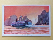 CPA ILLUSTRATION L. HAFFNER BATEAU à ROUE en BAIE d'ALONG Ligue Maritime