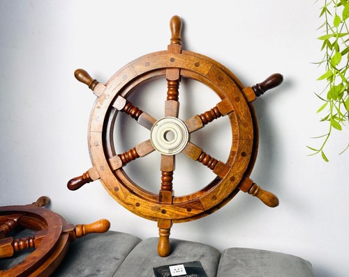 Ancien volant bateau bois - ancien,
