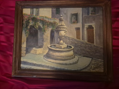 Huile sur panneau fontaine de - panneau,