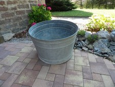 Ancienne  bassine Zinc,galva,jardinière,décoration,diamètre 65 cm