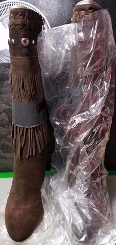 Dark brown suede cowboy boots - brown,