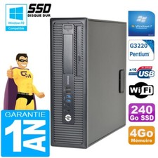 PC HP EliteDesk 800 G1 SFF Intel G3220 4 Go Disque 240Go SSD Graveur DVD Wifi W7