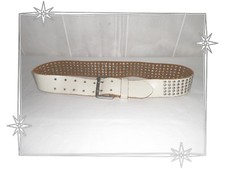 Ceinture en Cuir Blanc Aspect