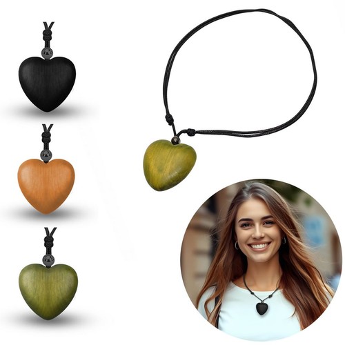 Bois pendentif cœur réglable - bois,