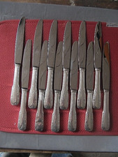 ++"534.1"  12 COUTEAUX DE TABLE METAL ARGENTE ORFEVRE FRANCOIS FRIONNET ART DECO