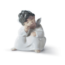 Lladro'Figure Statue Petite Statue Ange Méditer Décoration de Noël Porcelaine