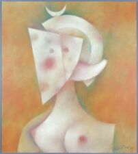 Ancien Tableau "Buste de Femme" Peinture Huile Nu Oil Painting Cubism Nude