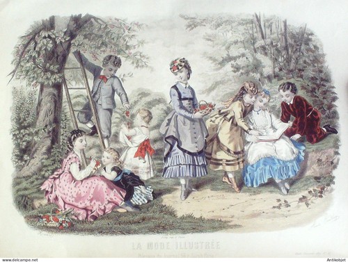 Gravure mode illustree 1871 - gravure,