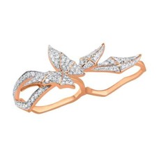 Bague Papillon Deux Doigts En Diamant De 0,63 Ct En Or Rose 18k