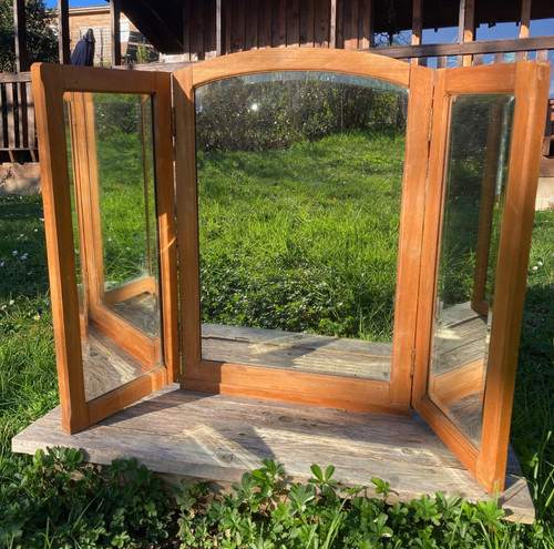 Ancien miroir triptyque - , en