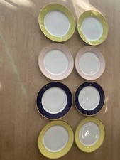 Haviland Et Parlon Limoges 8 Assiettes Ailé Couleur Et Or Mat 4 Couleurs