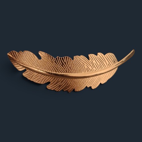 Barrette cheveux plume dorée - barrette,
