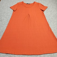 Gudrun Sjoden Robe Femmes Taille XL Orange Lyocell Extensible Côtelé Jersey