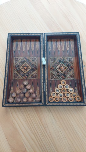 Backgammon ancien marqueterie