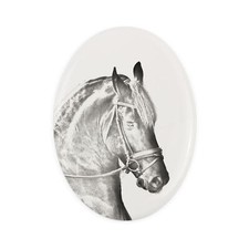 Cheval frison la dalle funéraire avec un cheval Art-Dog