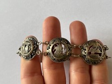 Bijoux Bracelet en argent ancien décors Egyptien Sphinx Pharaon (L39)