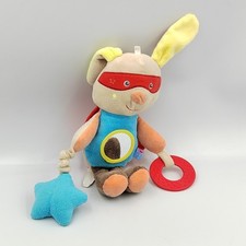 Doudou lapin beige bleu orange
